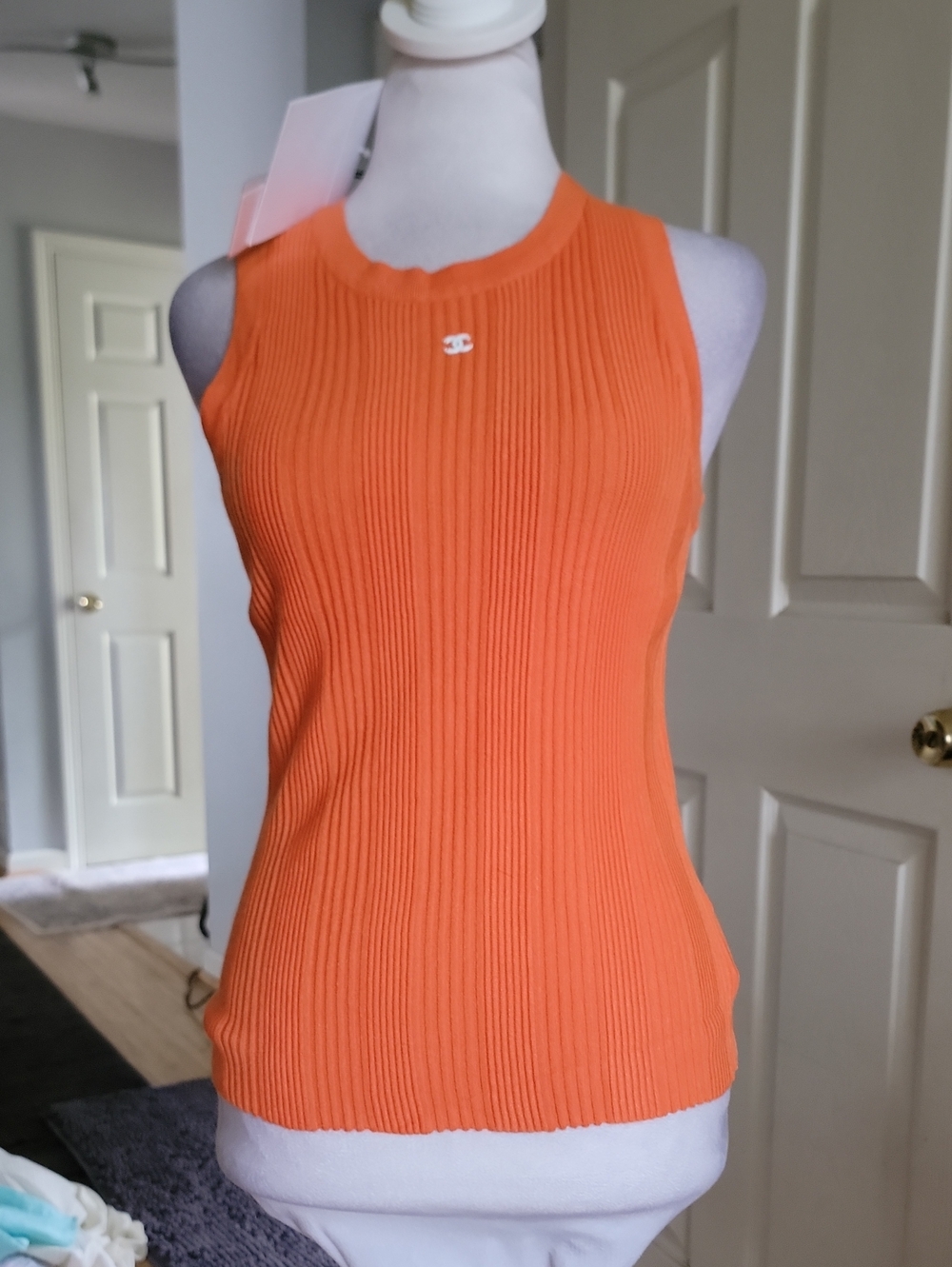 Inspired Orange Ribbed Tank with Signature Logo
